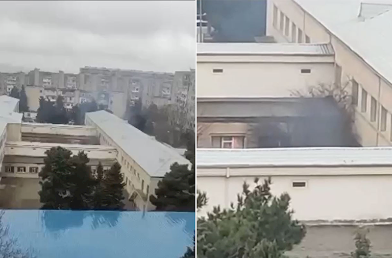 Bakıda məktəbin ərazisində yanğın – Video