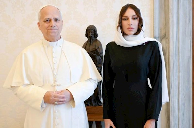 Mehriban Əliyeva Roma Papası XIV Leo ilə görüşdü − Fotolar 