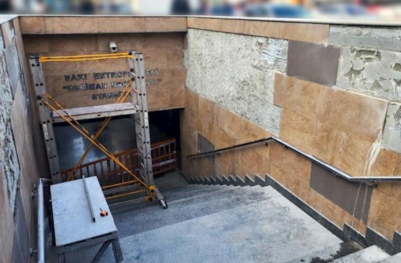 “Nərimanov” metrosunun çıxışında təmir işləri aparılır