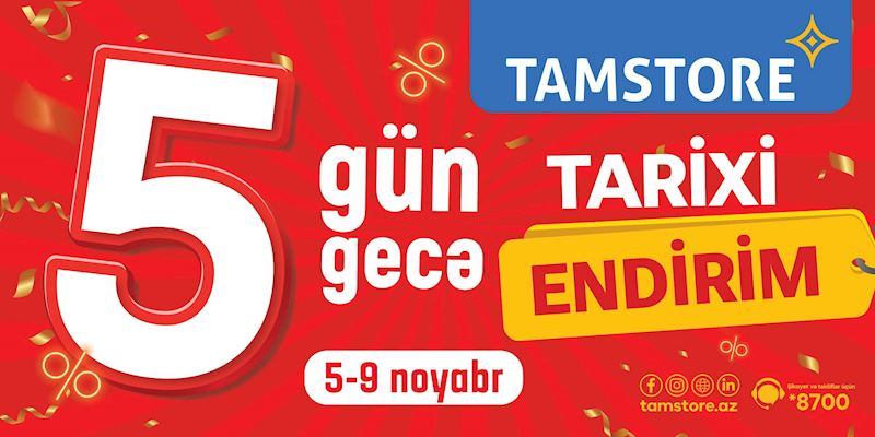 5 gün, 5 gecə tarixi endirimlər olacaq