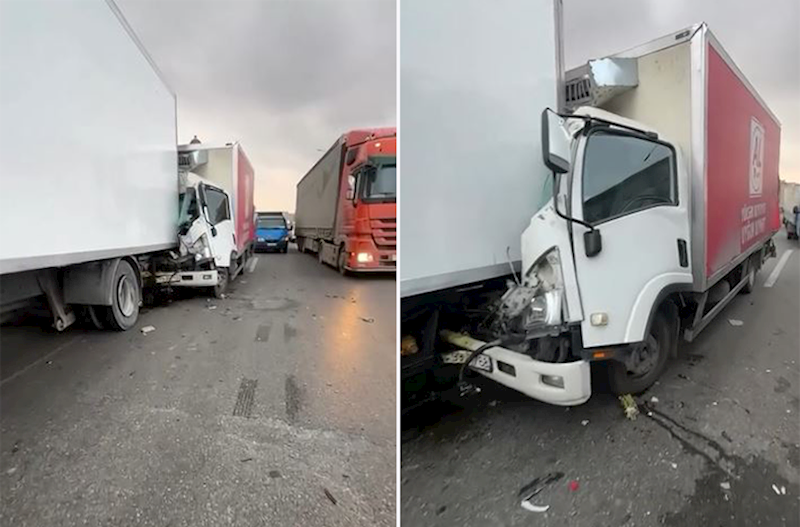 Bakıda yük avtomobilləri toqquşdu – Video