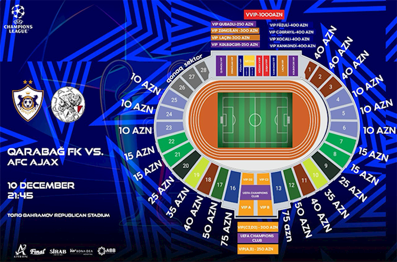 “Qarabağ”-“Ayaks” oyununun biletləri satışa çıxdı
