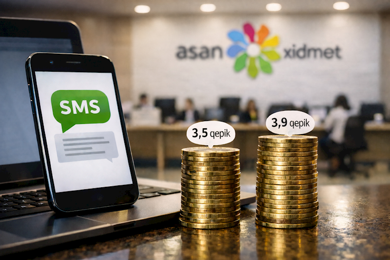 ASAN Xidmət ötən il 3,5 qəpiyə aldığı SMS-i indi 3,9 qəpiyə alır