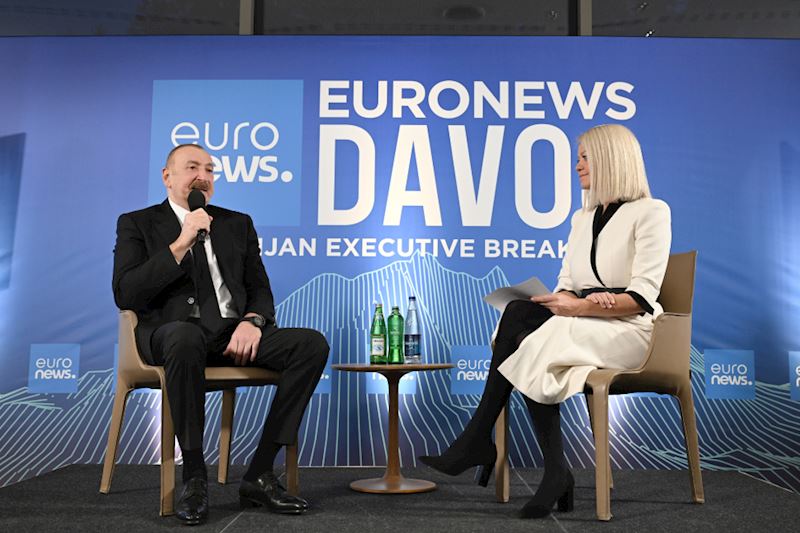 Prezident Davosda &ldquo;Euronews&rdquo;a m&uuml;sahibə verib &ndash; Fotolar