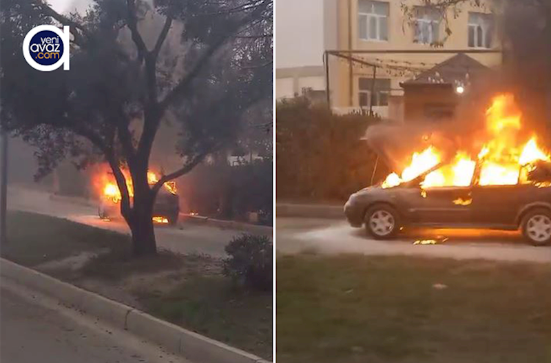 Binəqədidə avtomobil yandı – Video