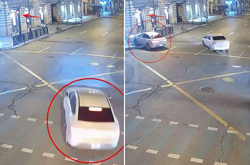 Qırmızı işıqda keçdi, svetofora çırpıldı – Video