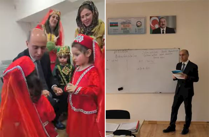 Nazir dərs keçdi, uşaqlarla yumurta döyüşdürdü – Video