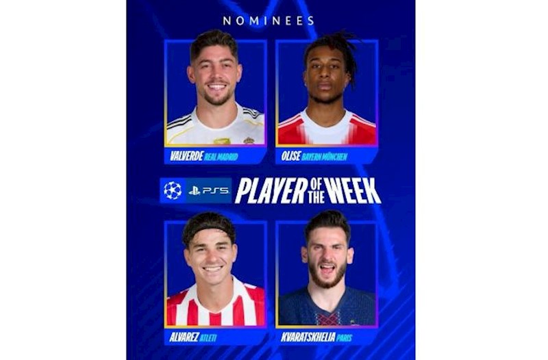 ÇL: Həftənin oyunçusu adına namizədlər açıqlandı