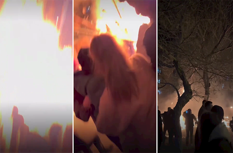 Sumqayıtda bayram tonqalı partladı, xəsarət alanlar var – Anbaan video