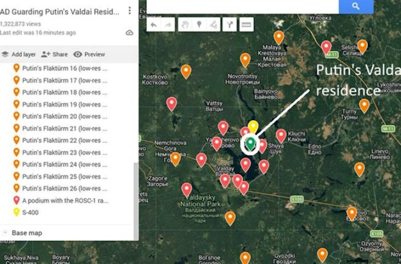 Putinin Valdaydakı iqamətgahının ətrafında 27 HHM qülləsi aşkar edildi