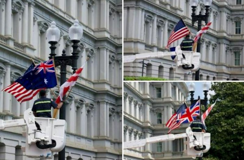 III Çarlz ABŞ-yə gedir − Səhvən Avstraliya bayraqları asıldı