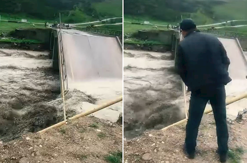 Siyəzəndə sel körpünü uçurdu – Video