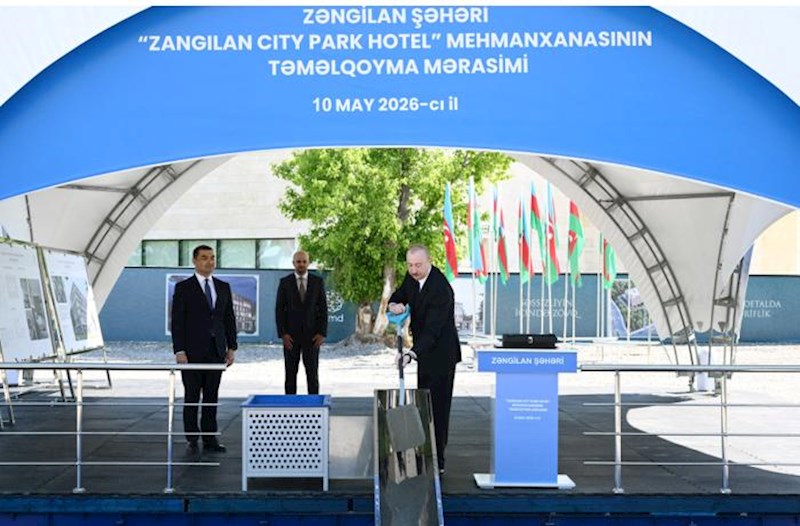 İlham Əliyev “Zangilan City Park Hotel”in təməlini qoyub – Fotolar