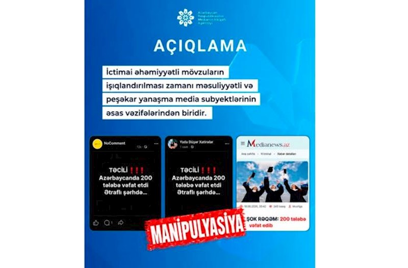“Şişirdilmiş başlıqlarla süni ajiotaj yaratmaq qəbuledilməzdir” – MEDİA