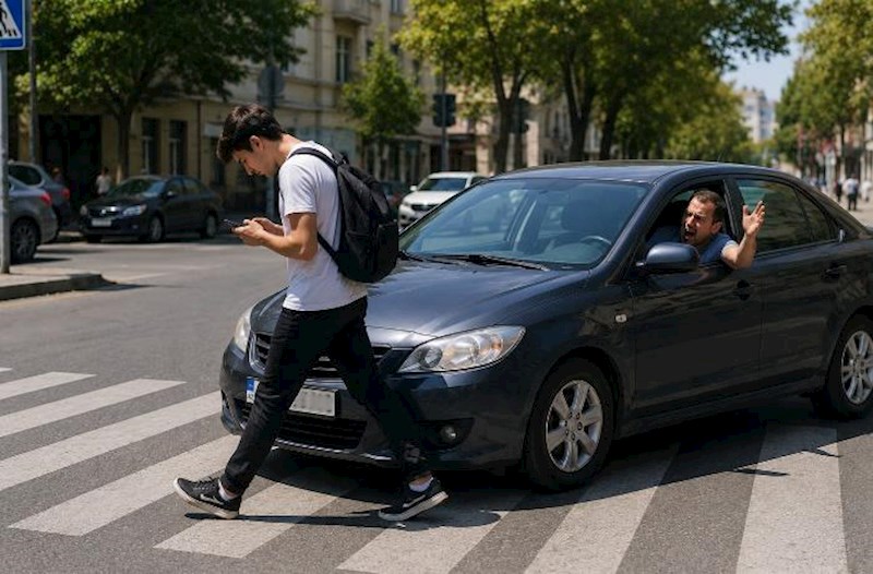 Piyada keçidində telefona baxmaq təhlükəni dəfələrlə artırır