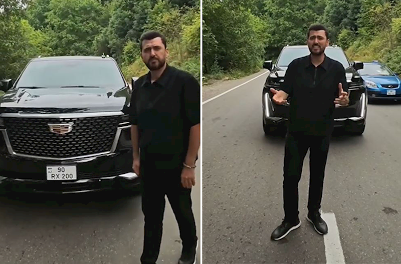 “Cadillac”ı yolun ortasında saxlayıb mahnı oxumağa başladı – Video