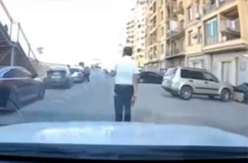 Avtomobilə məhəl qoymadı, uzun müddət yolun ortası ilə getdi – Video