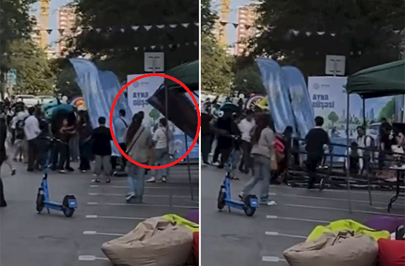 AYNA-nın tədbirində monitor qadının üstünə belə aşıb – Video